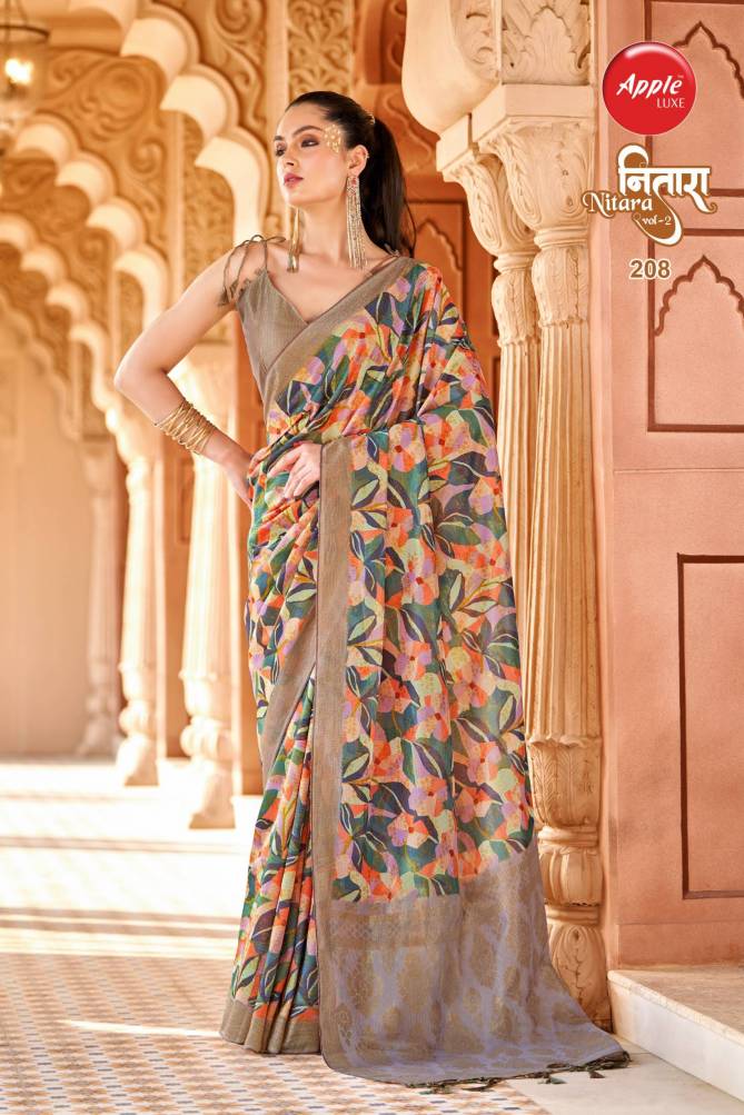 Nitara By Apple Cotton Blend Printed Designer Sarees Wholesale Market In Surat